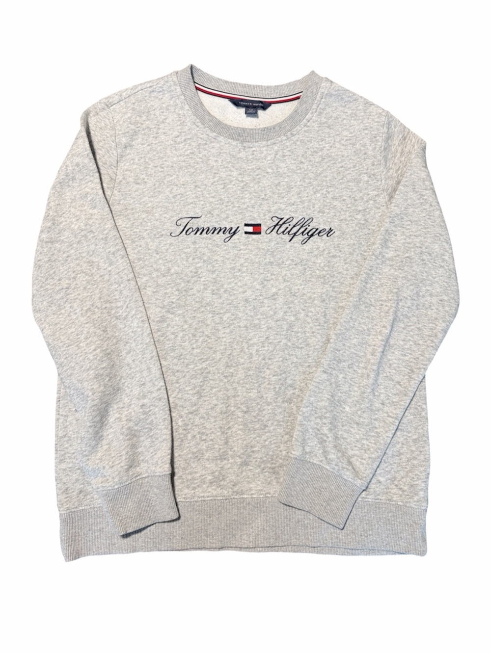 Tommy Hilfiger Light Gray Crewneck Sweatshirt with Script Logo